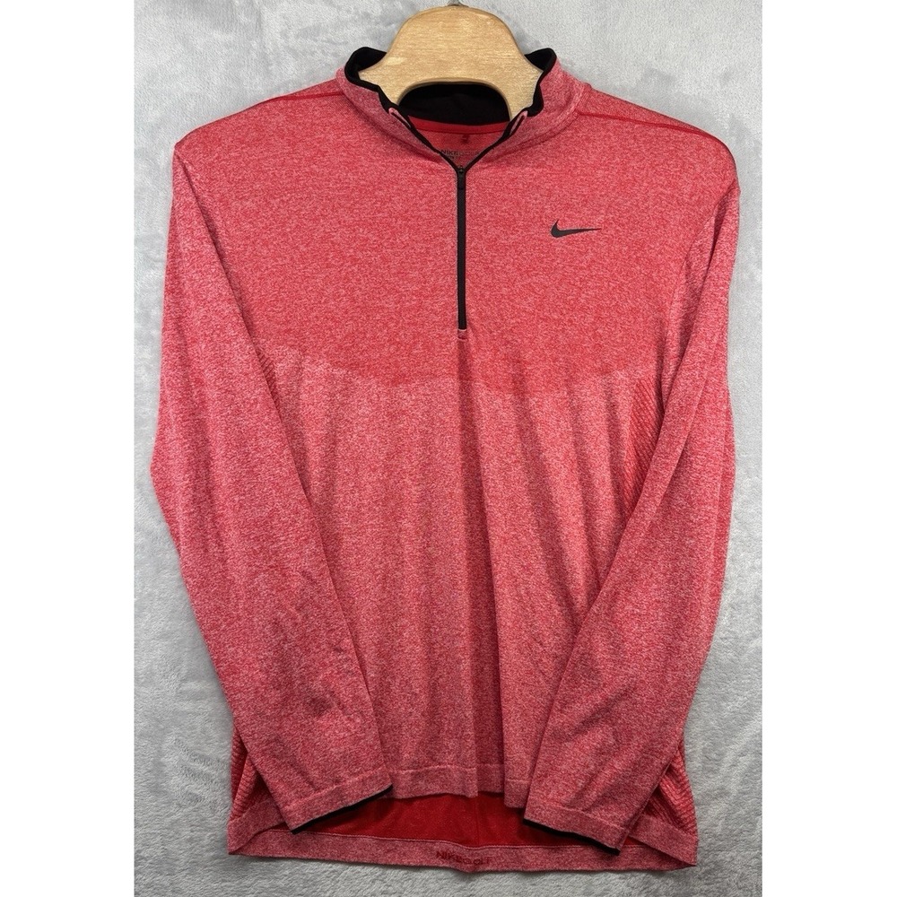 Nike Golf Dri-Fit 1/4‎ Zip Pullover Red Long Sleeve Shirt Men's Size 2XL
